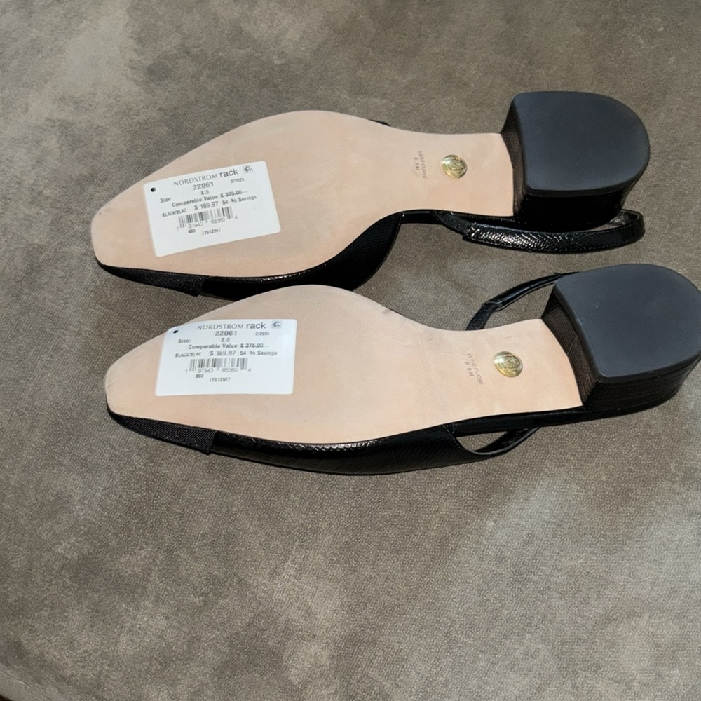 Veronica Beard Black Croc-Textured Slingback Pumps - Picture 5 of 10